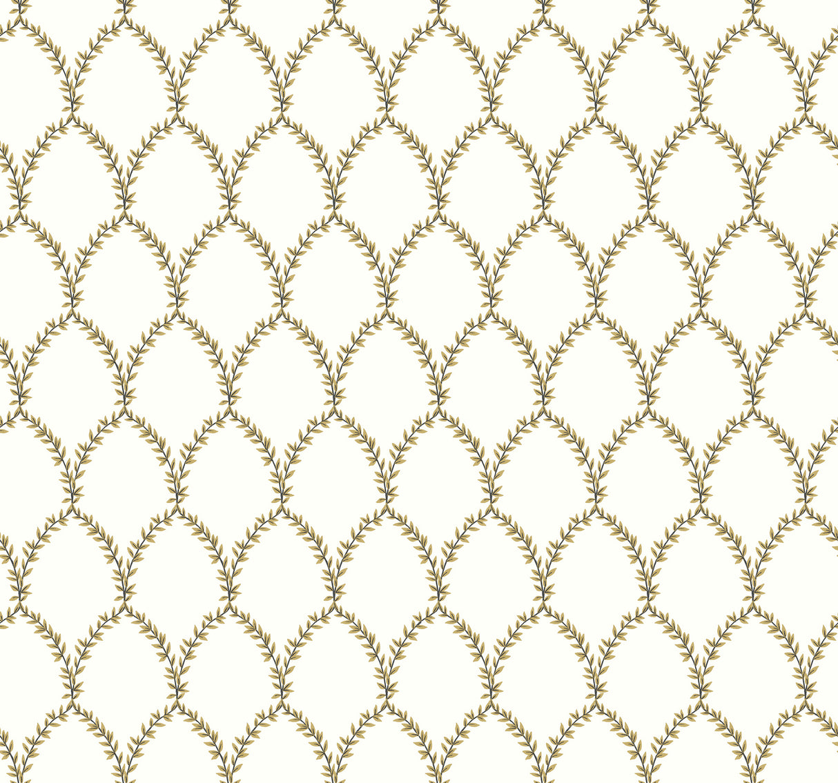York RI5176 Laurel Gold & White Wallpaper