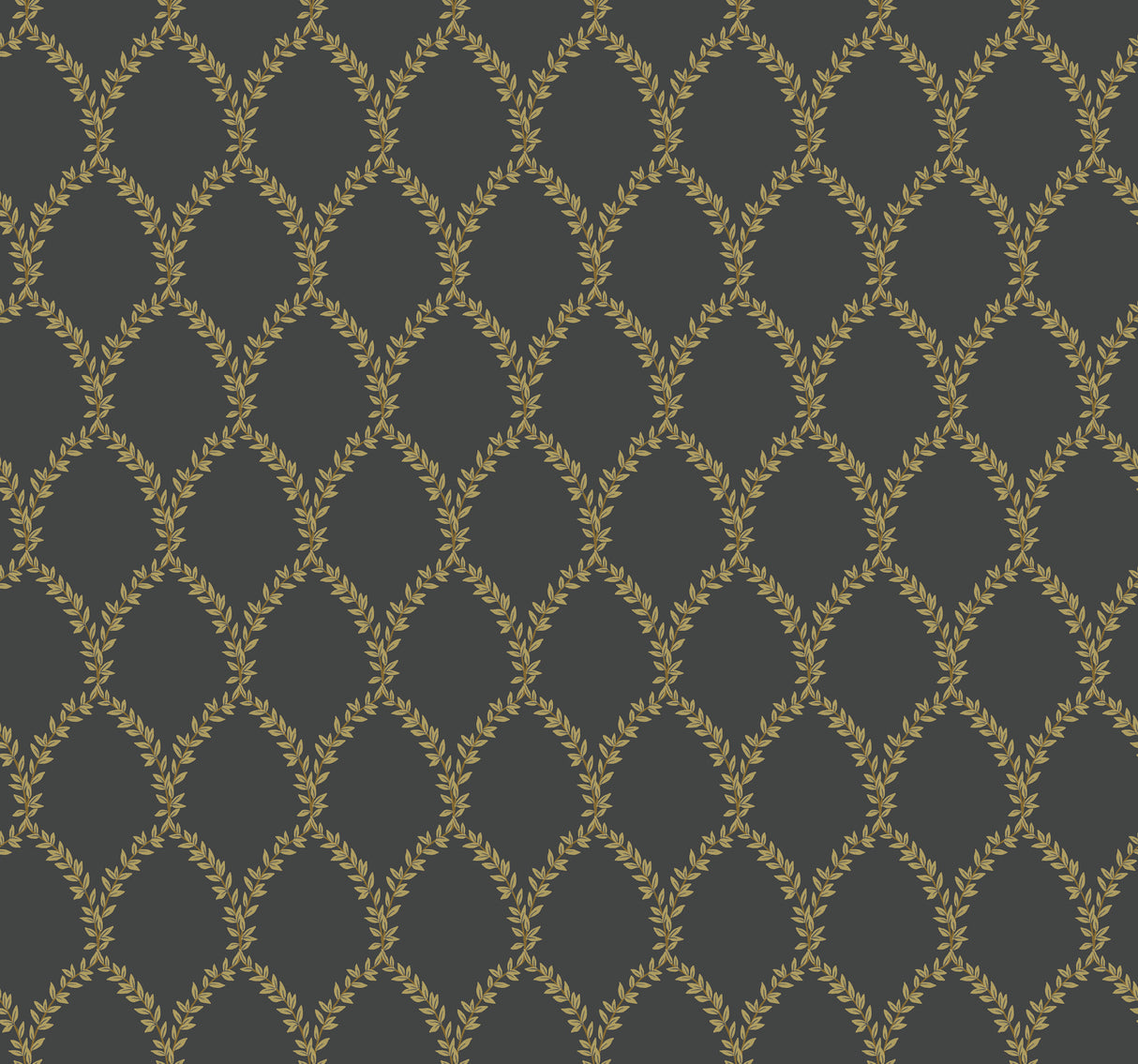 York RI5177 Laurel Gold & Black Wallpaper
