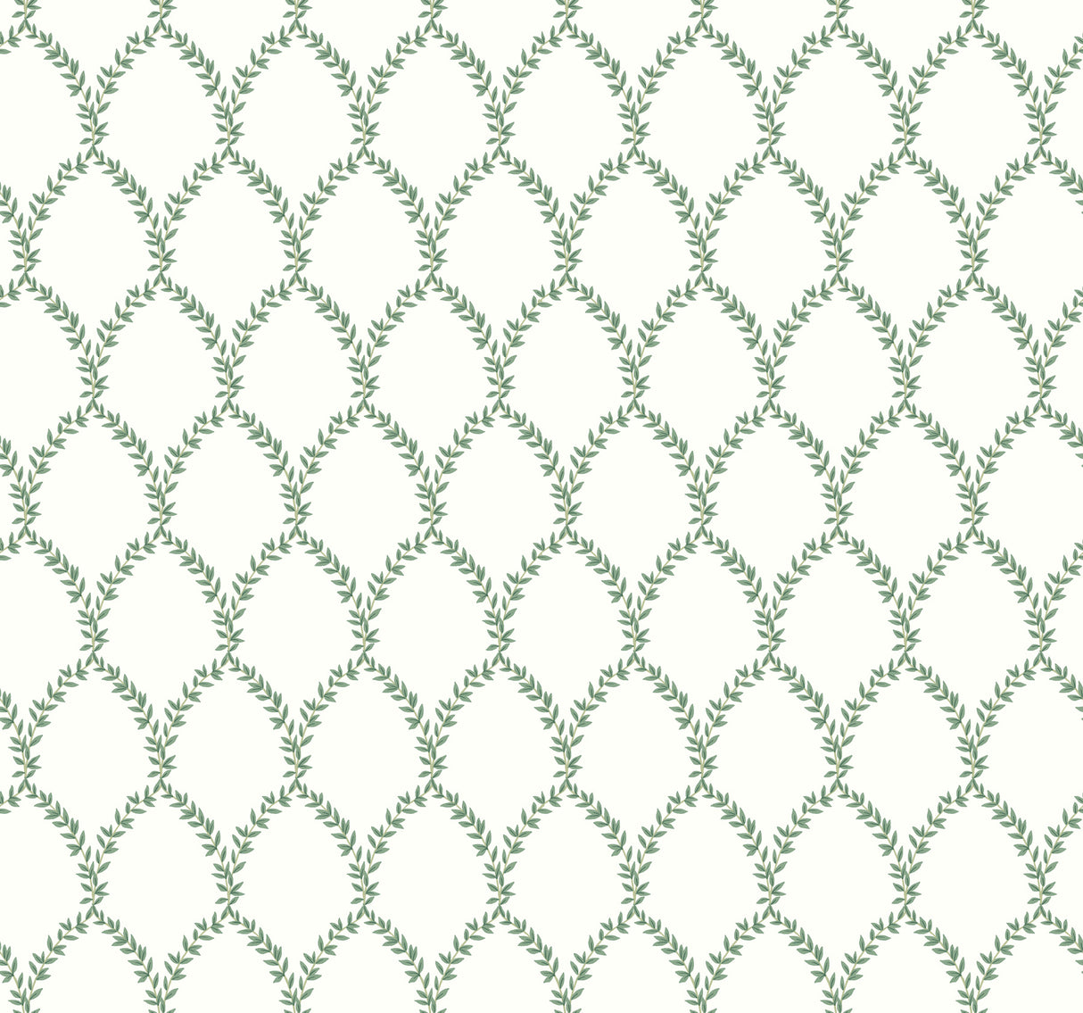 York RI5178 Laurel Green & White Wallpaper