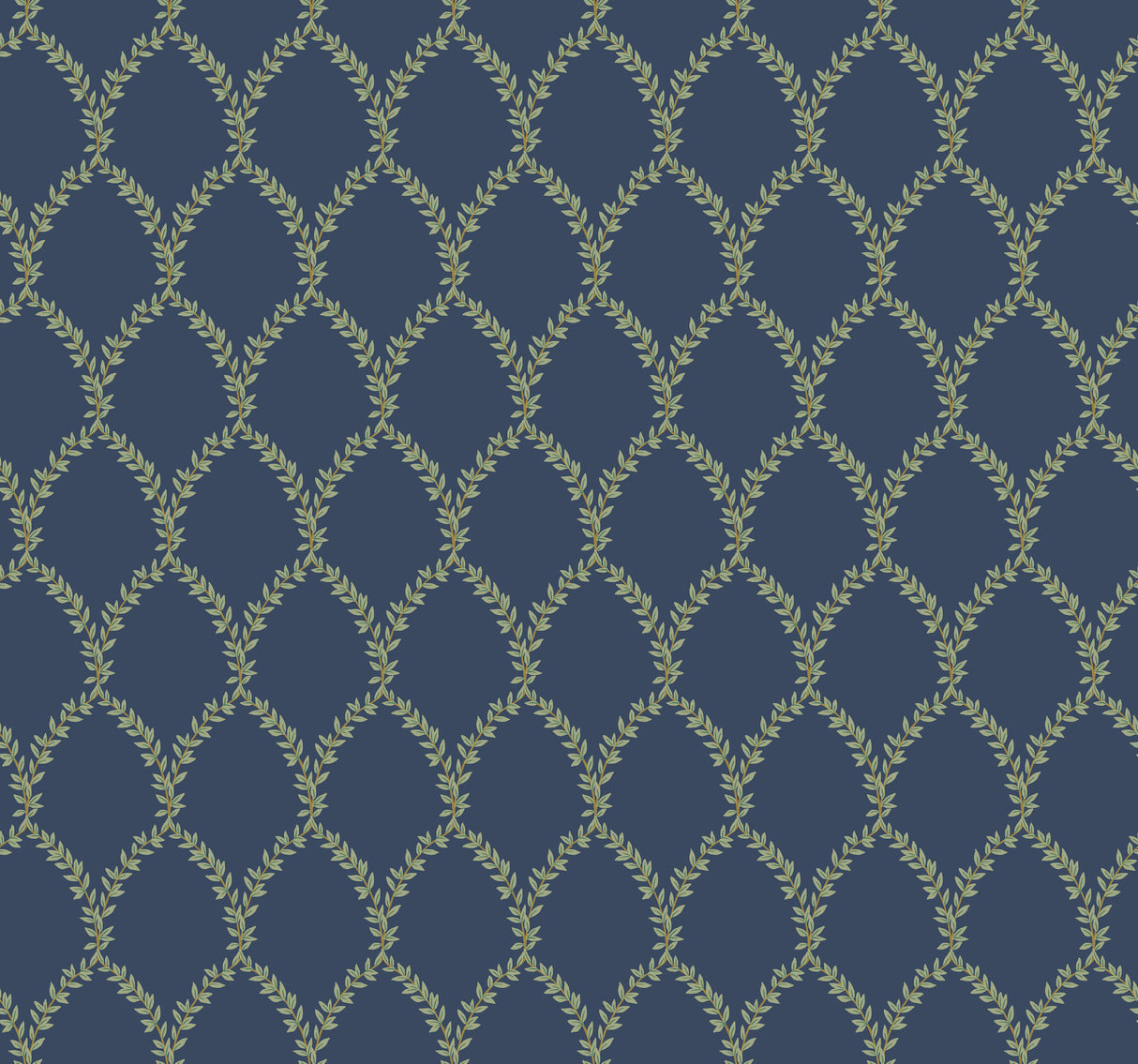 York RI5179 Laurel Navy Wallpaper