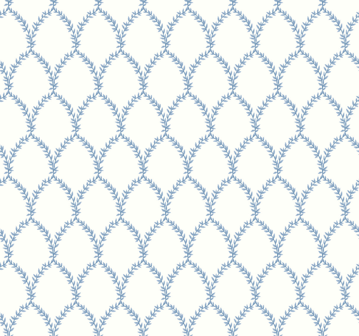 York RI5180 Laurel Blue & White Wallpaper