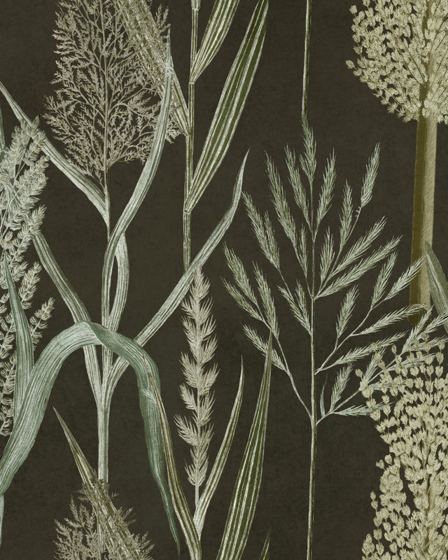 MindtheGap RIVERSIDE FLORA Anthracite - Wallpaper Collection 2024 - The Wetlands