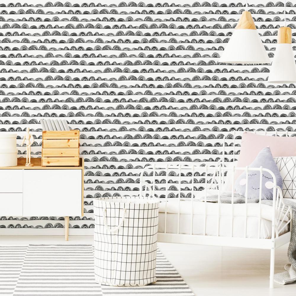 RoomMates RMK11993WP Doodle Scallop Peel and Stick Wallpaper - Eade's Wallpaper