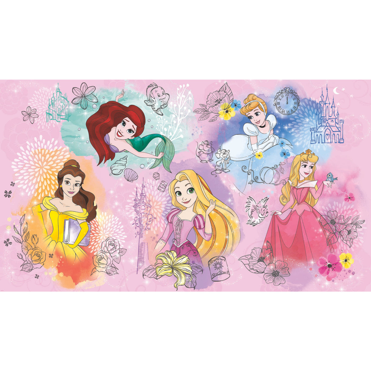 York RMK11414M Disney Princess Pink Peel & Stick Wall Mural