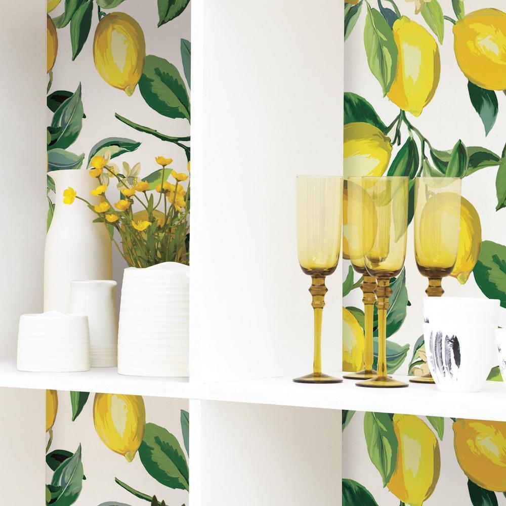 RoomMates RMK11681WP Lemon Zest Peel and Stick Wallpaper - Eade's Wallpaper