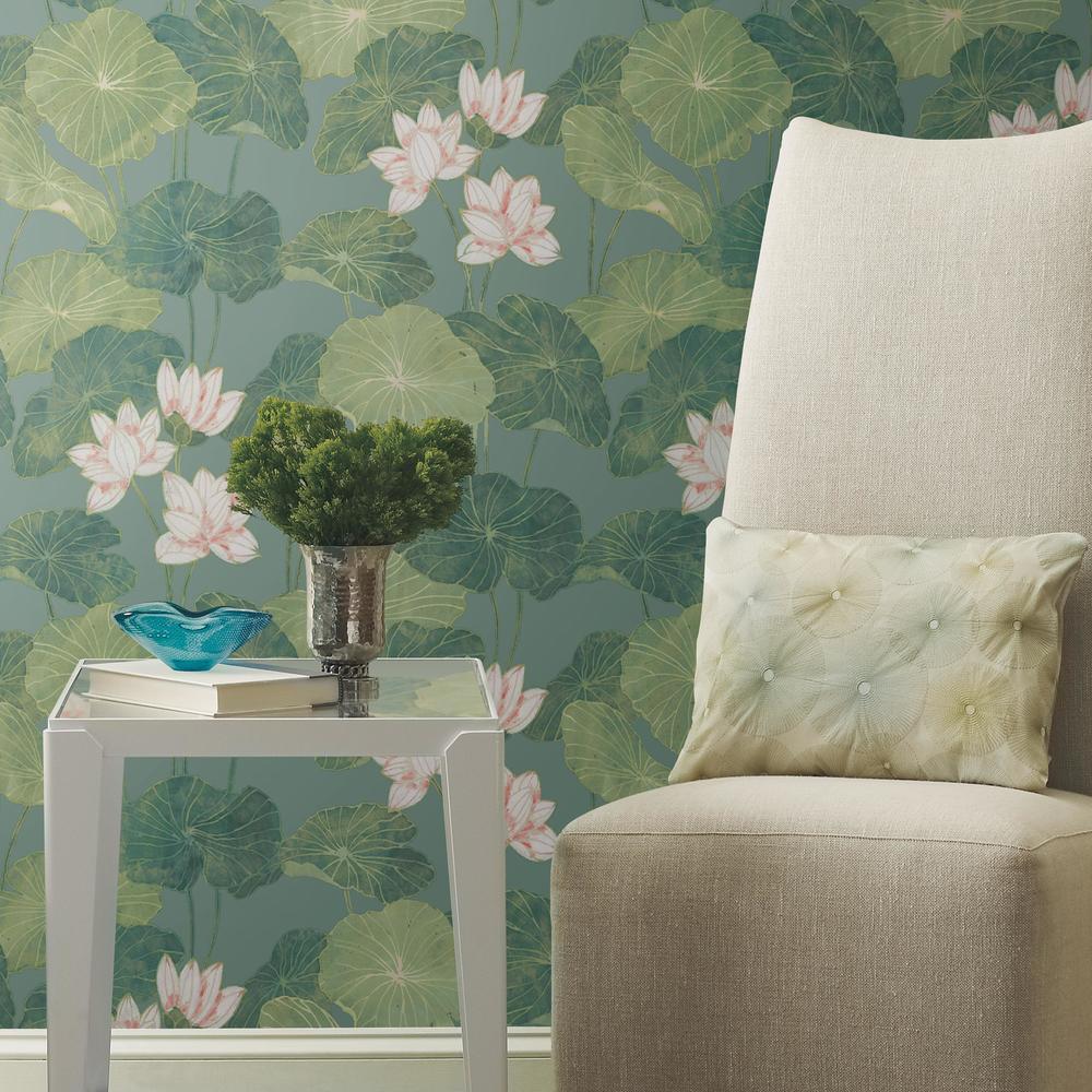 RoomMates RMK11436WP Lily Pad Peel and Stick Wallpaper - Eade's Wallpaper