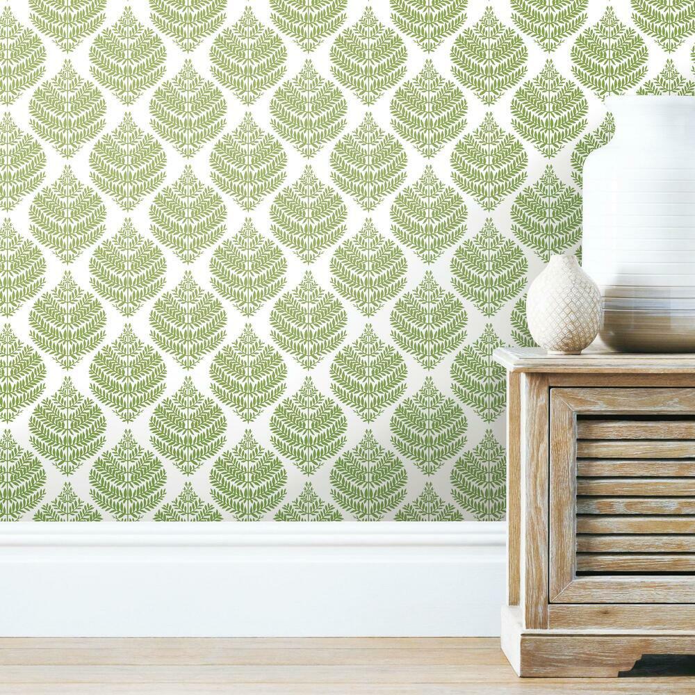 RoomMates RMK11510WP Hygge Fern Damask Peel and Stick Wallpaper - Eade's Wallpaper