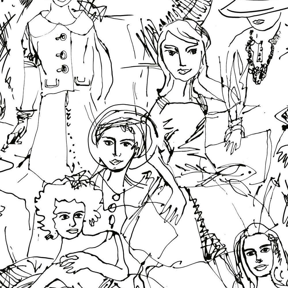 RoomMates RMK11951WP Vogue Sketches Peel and Stick Wallpaper - Eade's Wallpaper