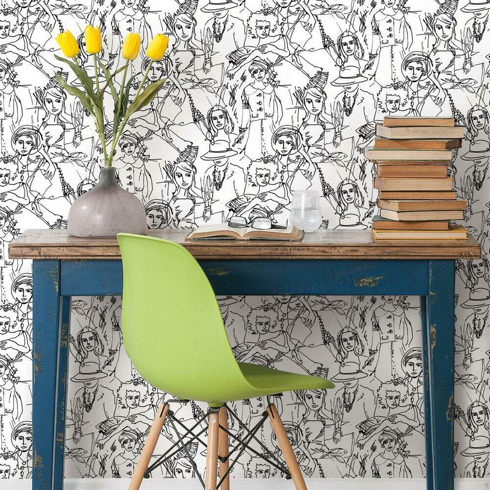 RoomMates RMK11964WP Vogue Sketches Peel and Stick Wallpaper - Eade's Wallpaper