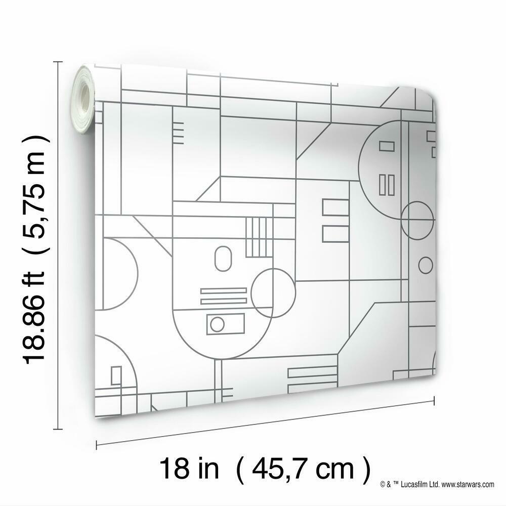 RoomMates RMK11784RL Star Wars R2D2 Geometric Peel and Stick Wallpaper - Eade's Wallpaper