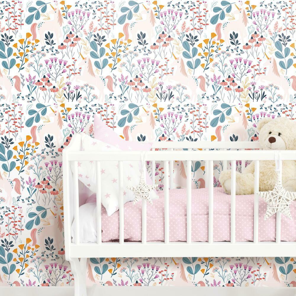 RoomMates RMK11793RL Clara Jean Unicorn Paradise Peel & Stick Wallpaper - Eade's Wallpaper