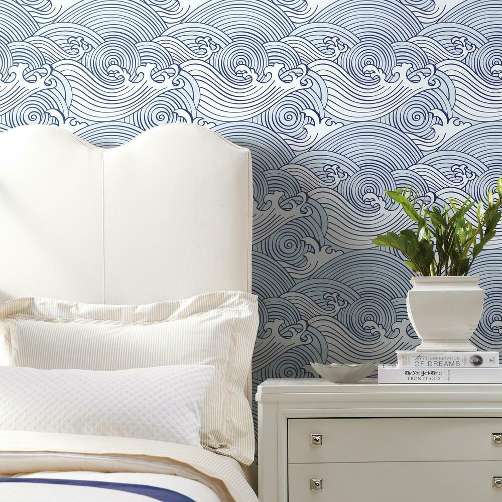 RoomMates RMK11901RL Asian Waves Peel & Stick Wallpaper - Eade's Wallpaper