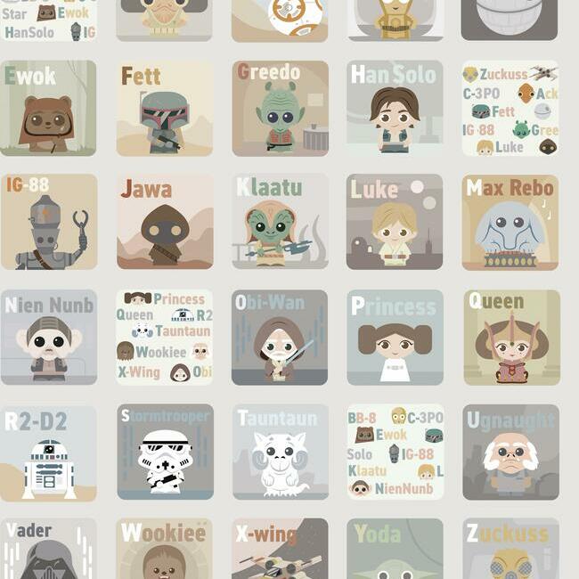 RoomMates RMK11953RL Star Wars Infant Alphabet Peel & Stick Wallpaper - Eade's Wallpaper