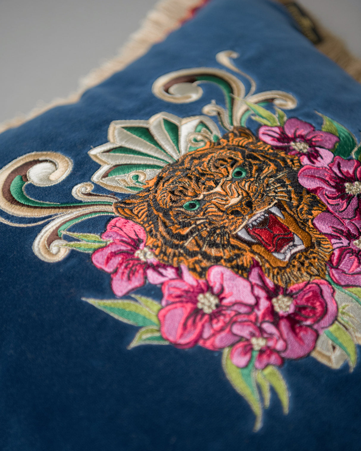 MindtheGap ROARRR Embroidered Velvet Cushion - Lifestyle Collection 2024