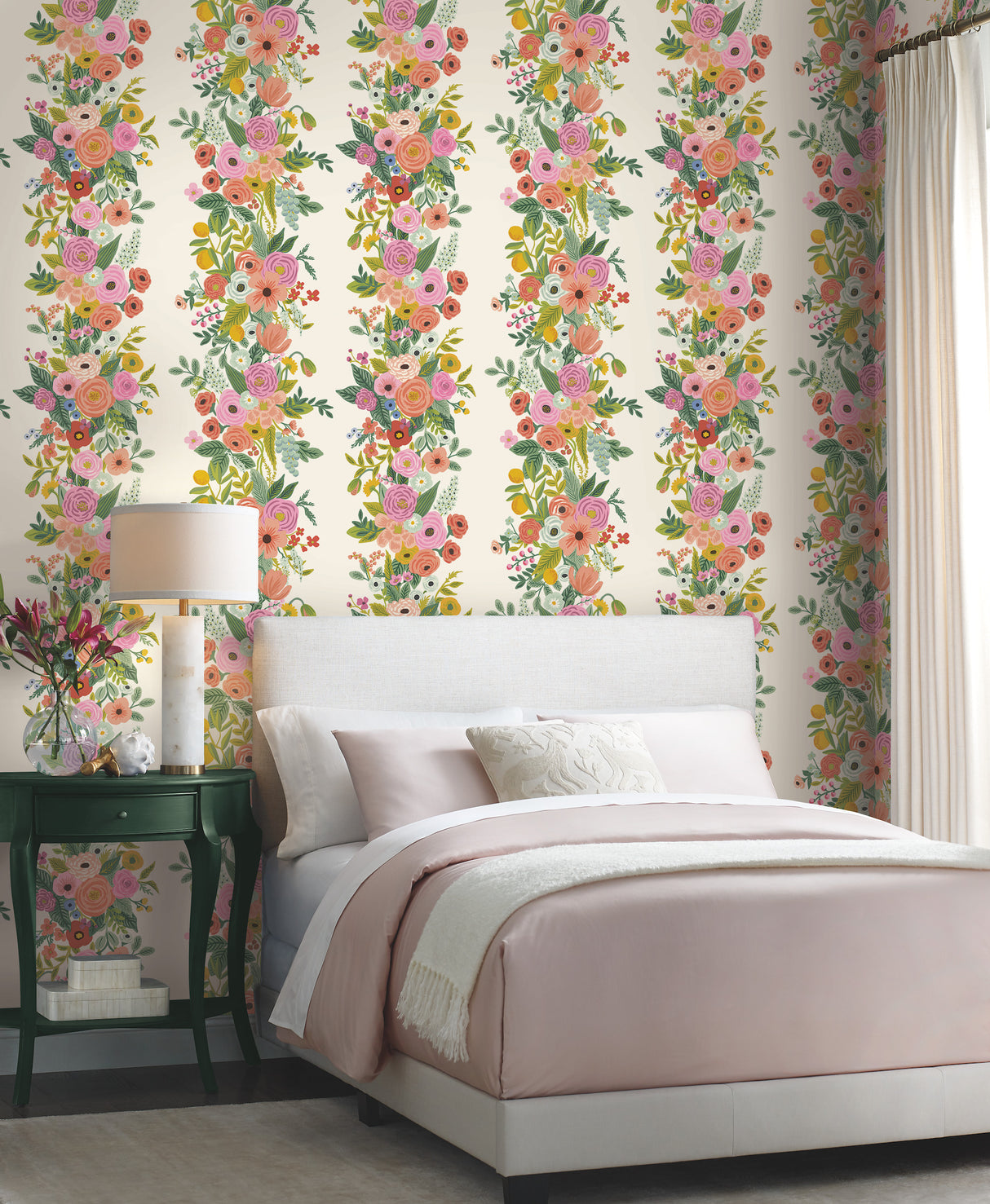 York RP7310 Garden Party Trellis White & Dark Pink Wallpaper