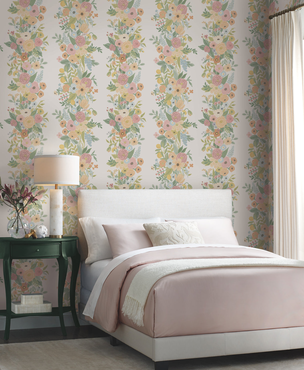 York RP7311 Garden Party Trellis White & Pale Pink Wallpaper