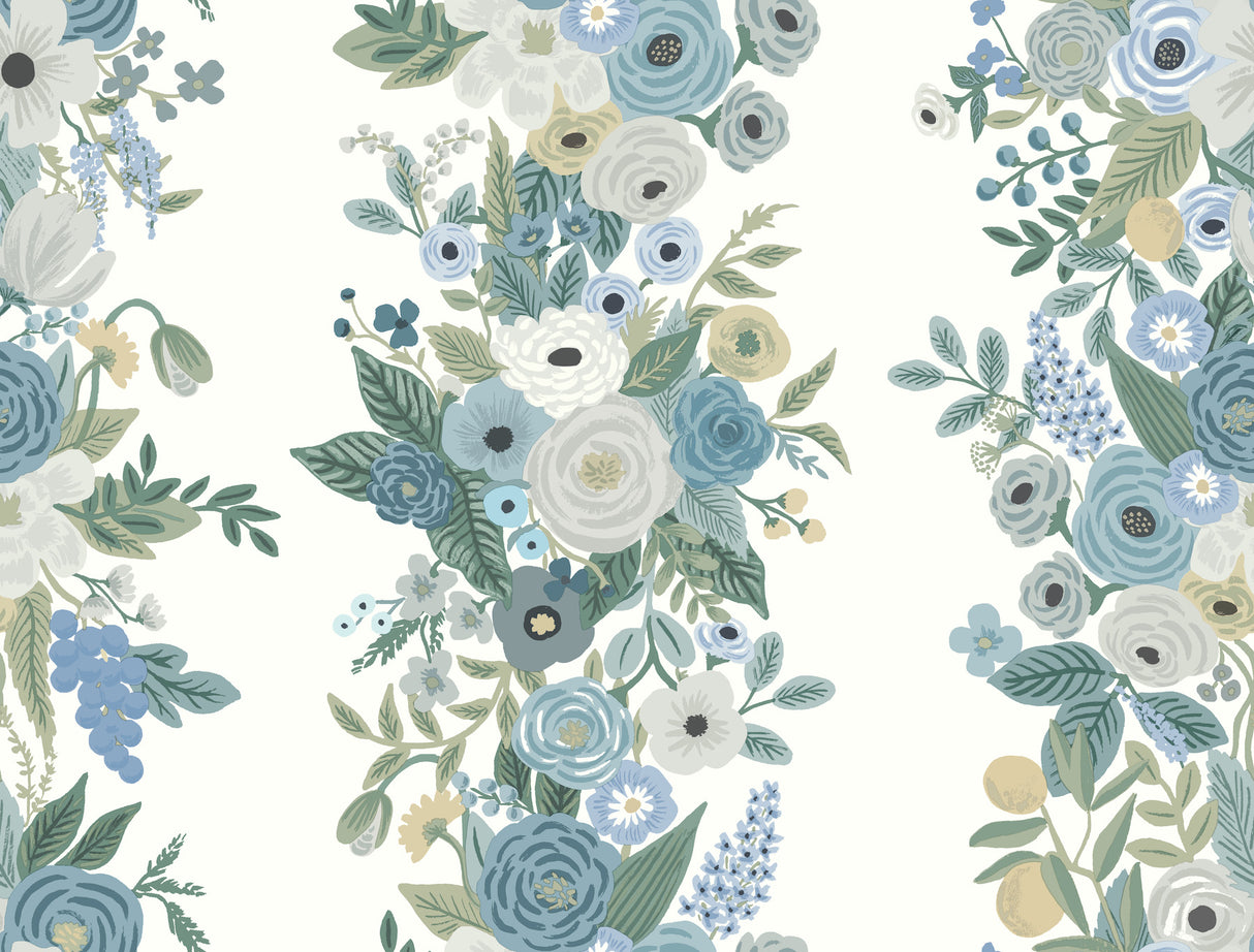 York RP7314 Garden Party Trellis White & Blue Wallpaper