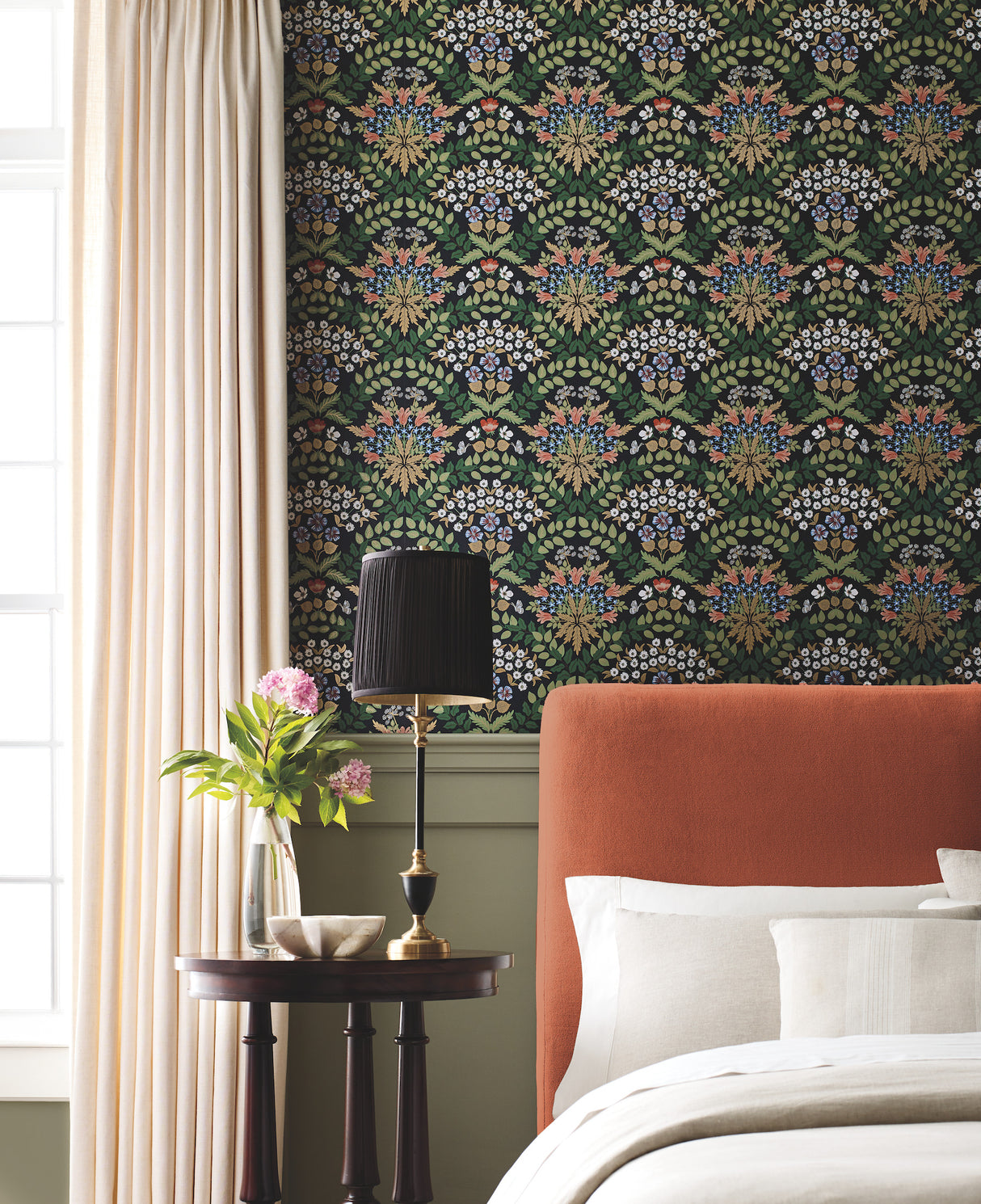 York RP7318 Bramble Black & Green Wallpaper