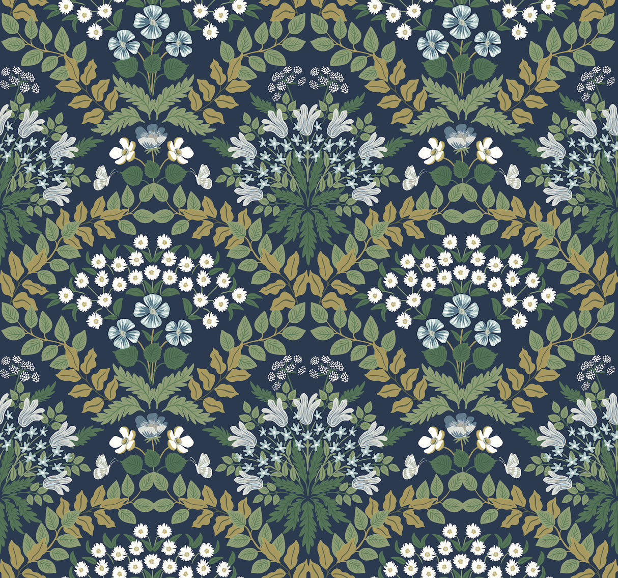 York RP7324 Bramble Navy & Green Wallpaper