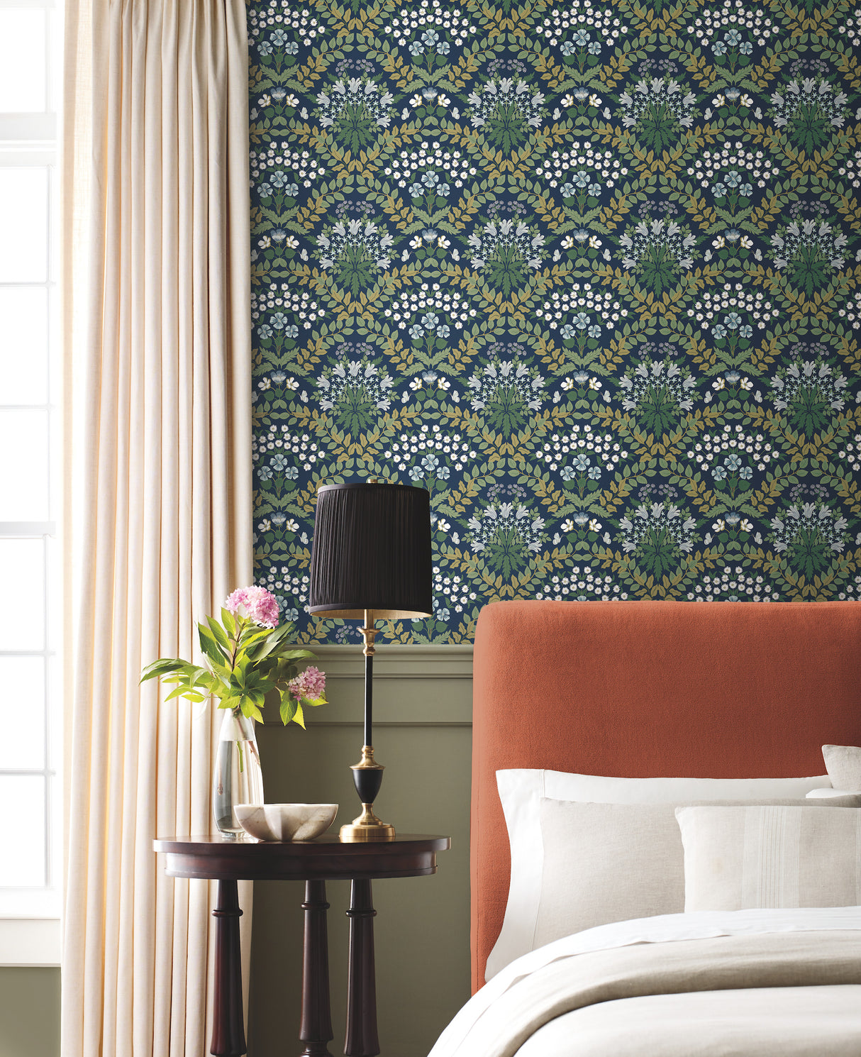 York RP7324 Bramble Navy & Green Wallpaper