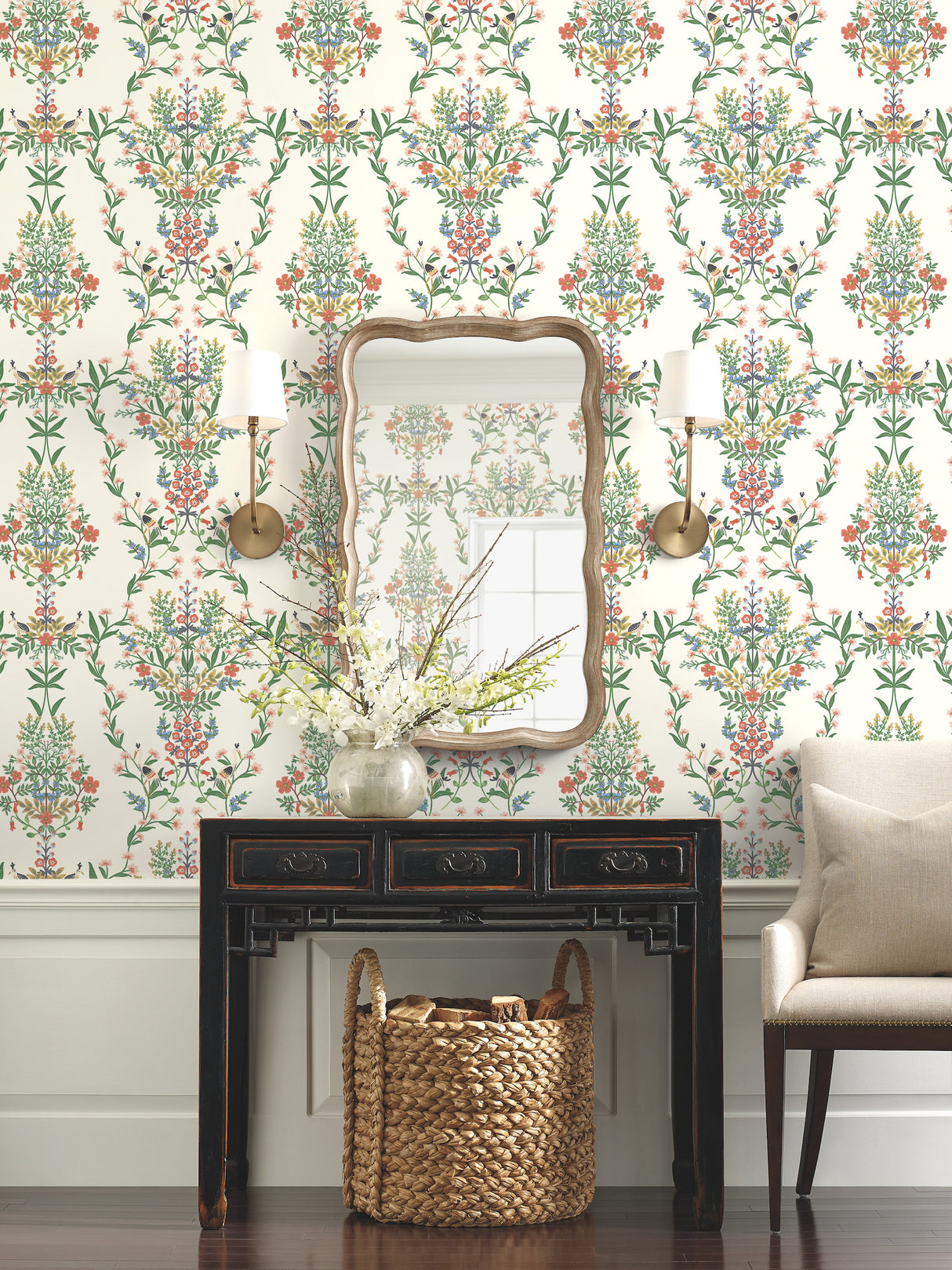 York RP7328 Luxembourg White & Green Wallpaper