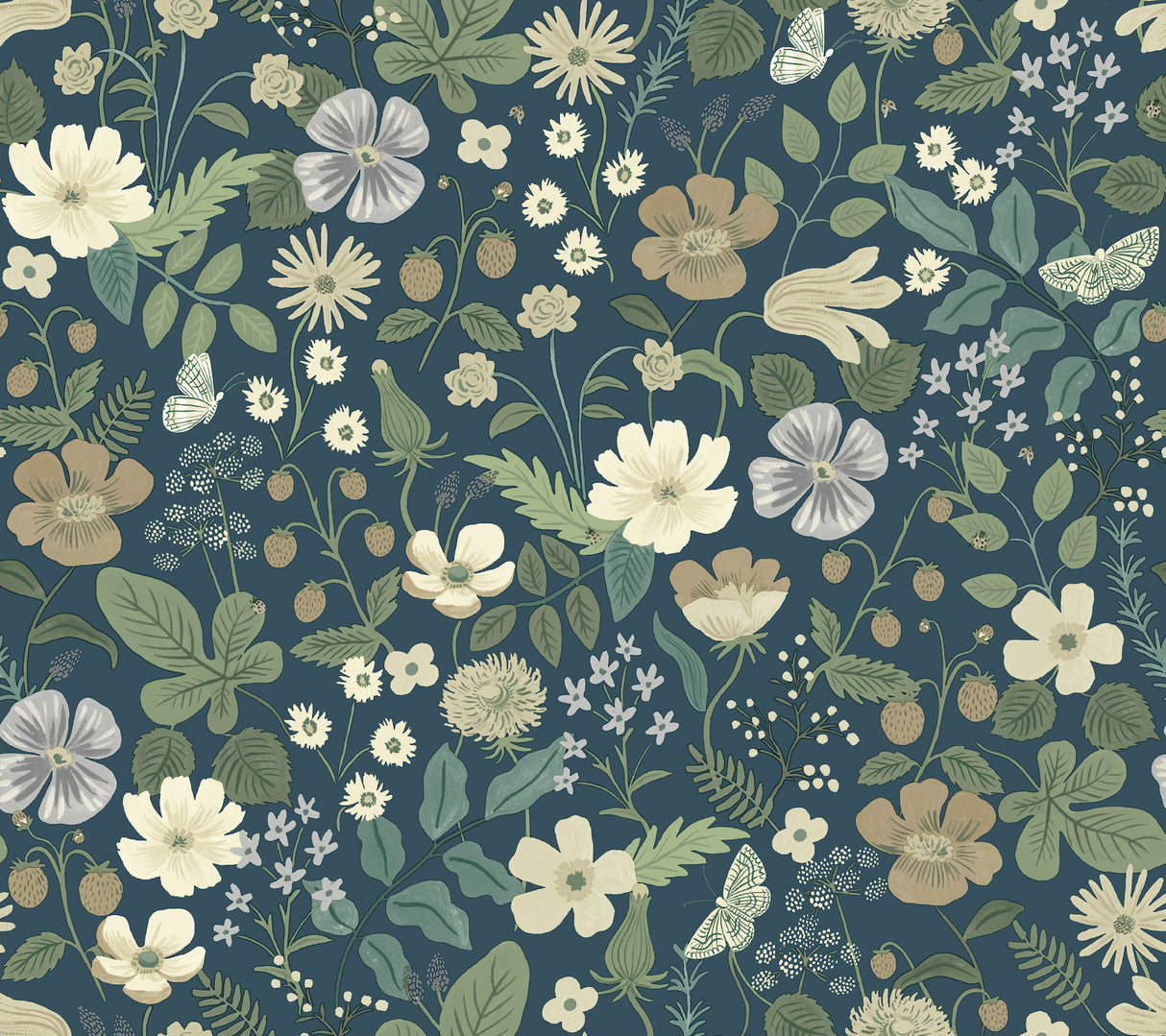 York RP7359 Strawberry Fields Blue & Green Wallpaper
