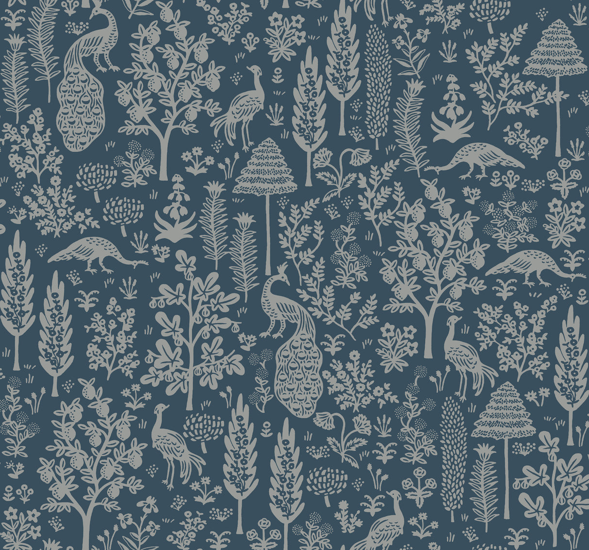 York RP7372 Menagerie Toile Dark Blue Wallpaper