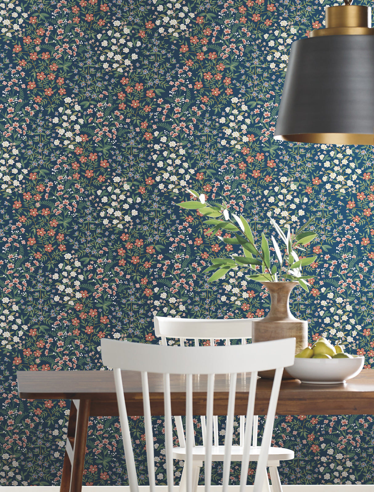 York RP7376 Wildwood Garden Blue & Red Wallpaper
