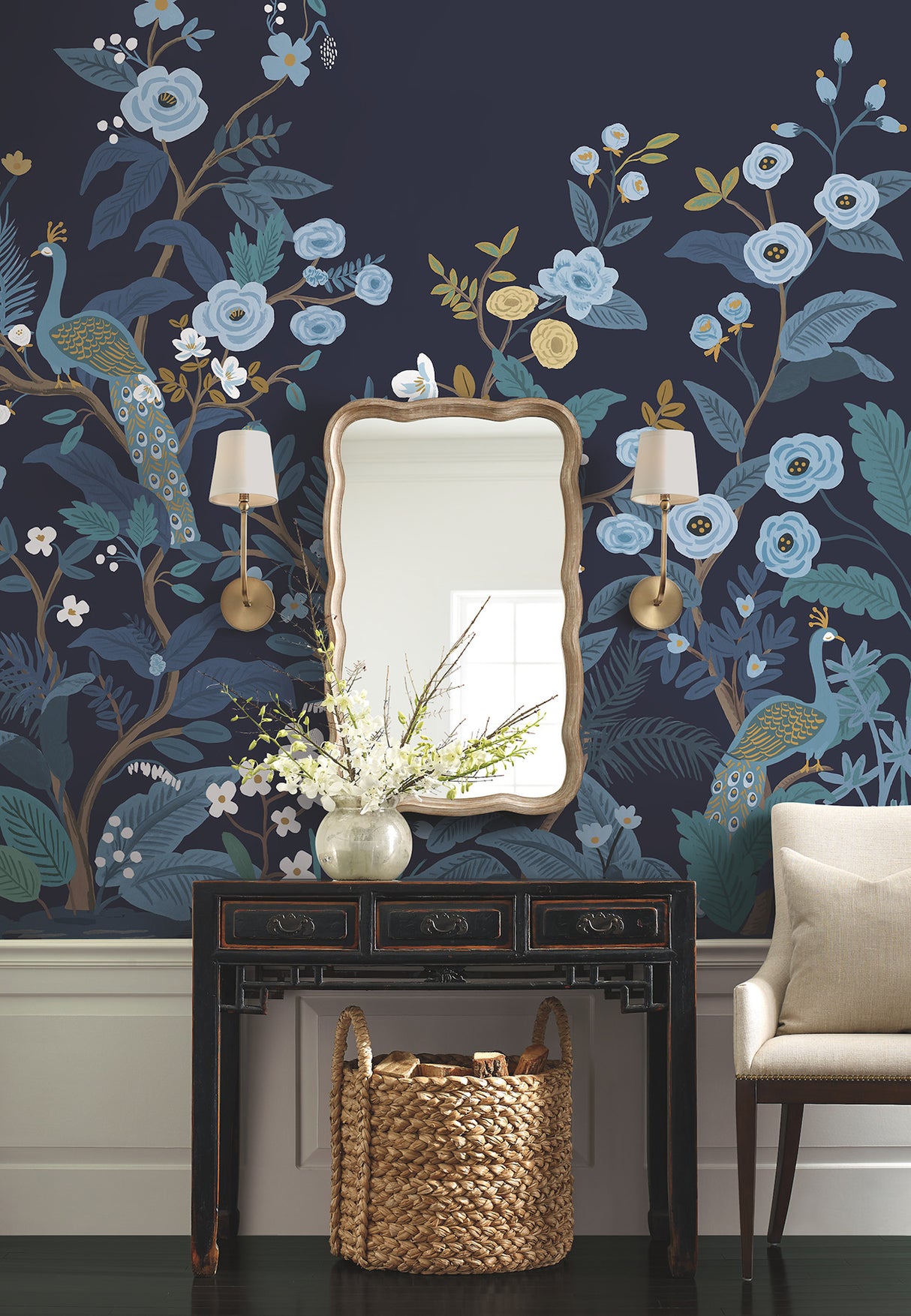 York RP7396M Peacock Navy Wall Mural