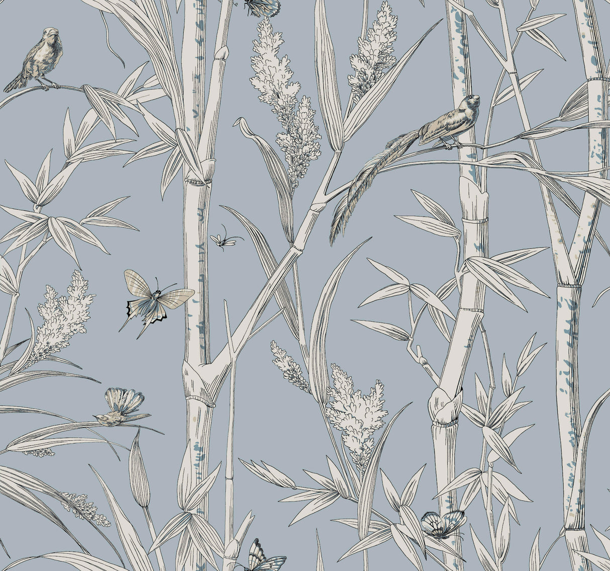 York RT7833 Bambou Toile Sky Blue Wallpaper