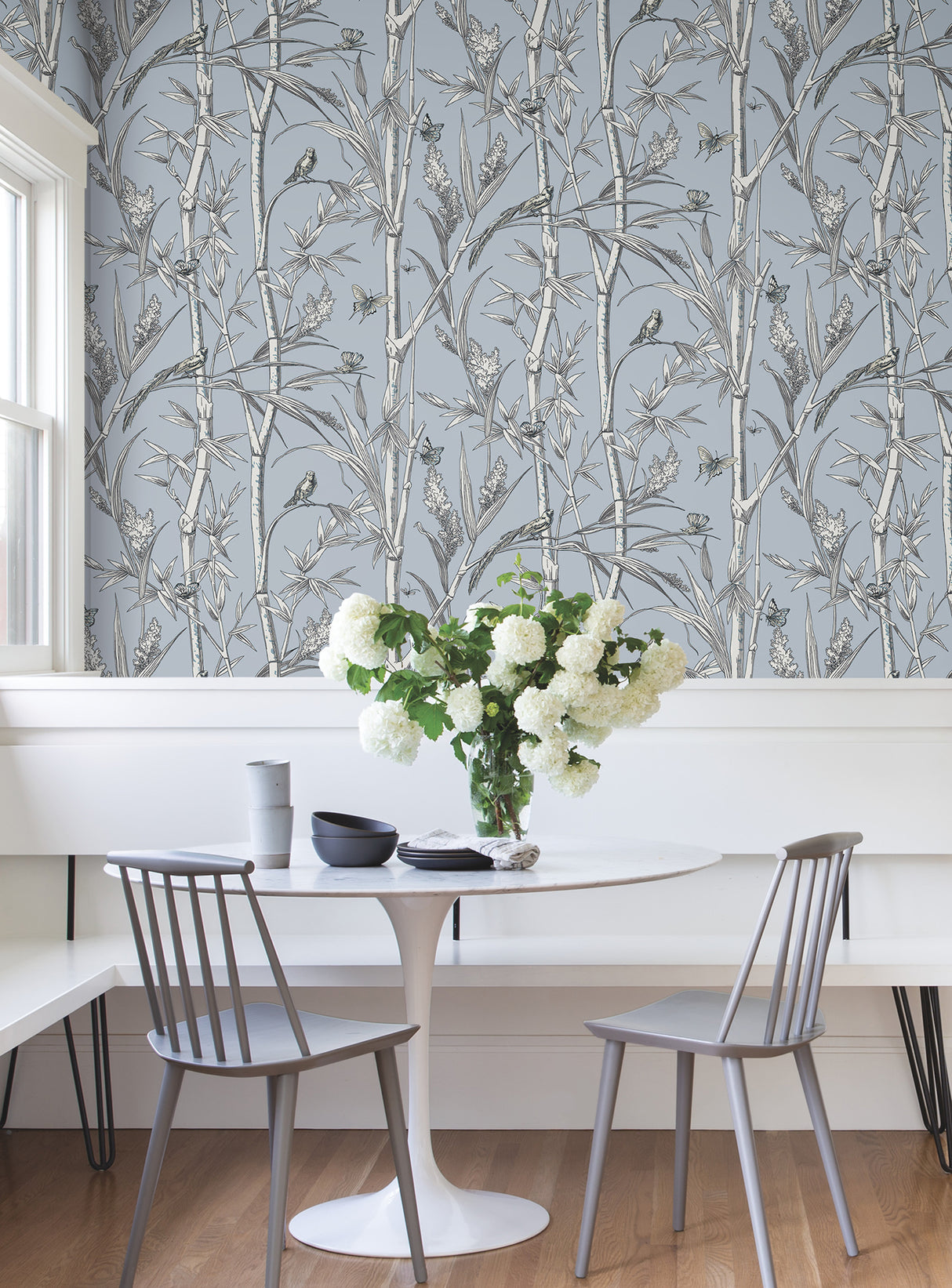 York RT7833 Bambou Toile Sky Blue Wallpaper
