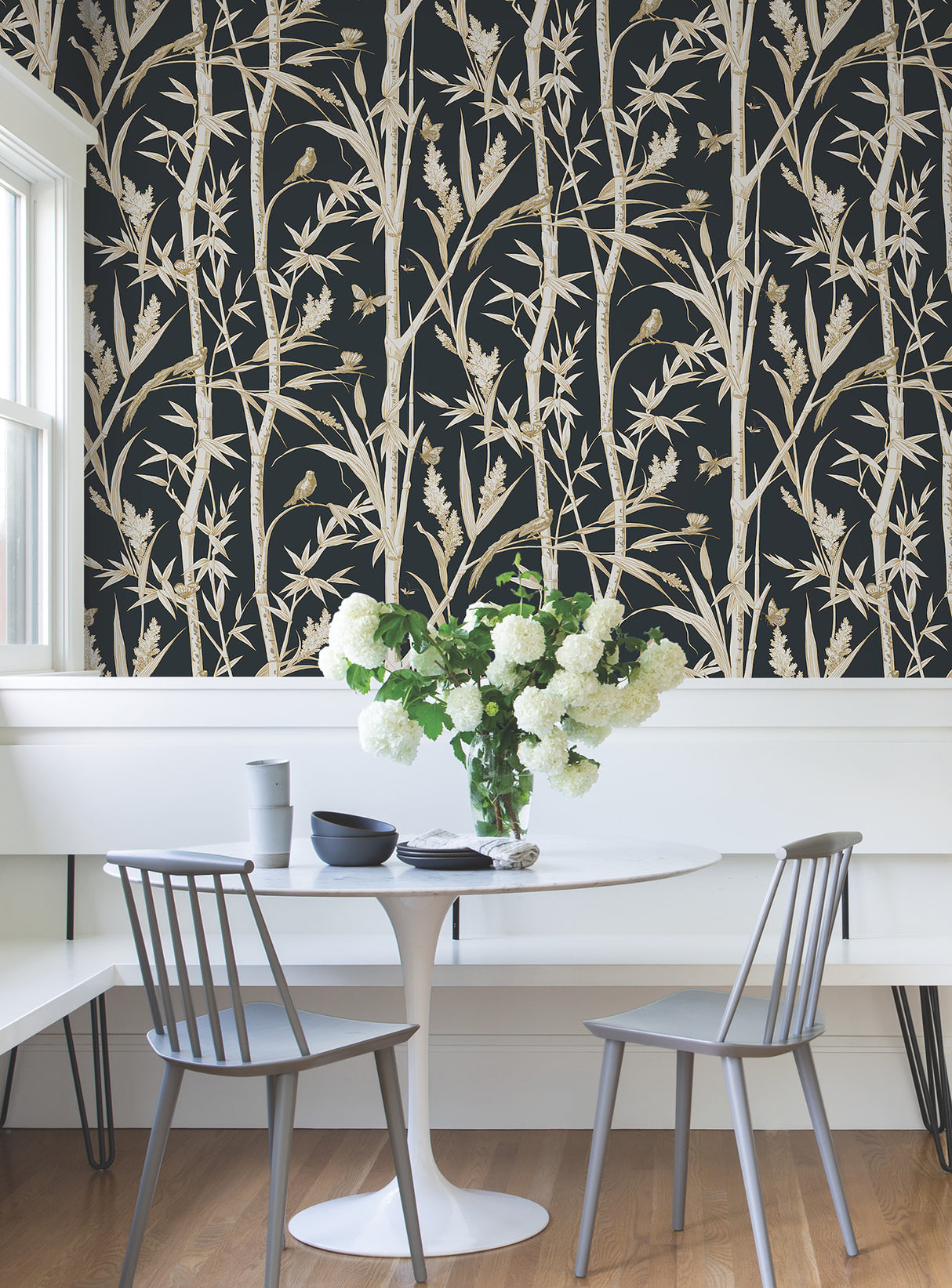 York RT7834 Bambou Toile Black Wallpaper