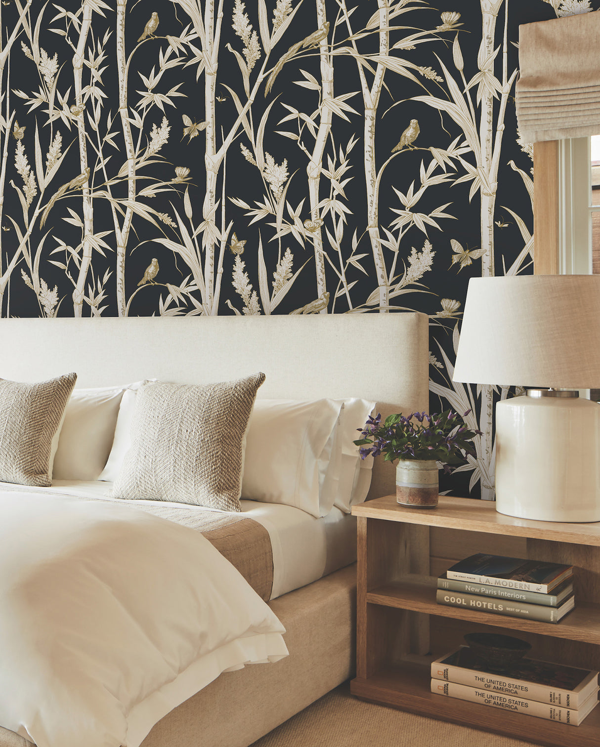 York RT7834 Bambou Toile Black Wallpaper