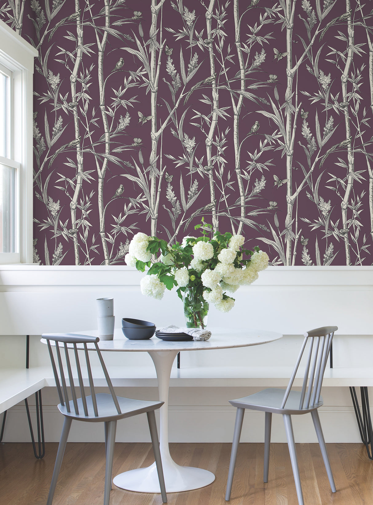 York RT7835 Bambou Toile Burgundy Wallpaper