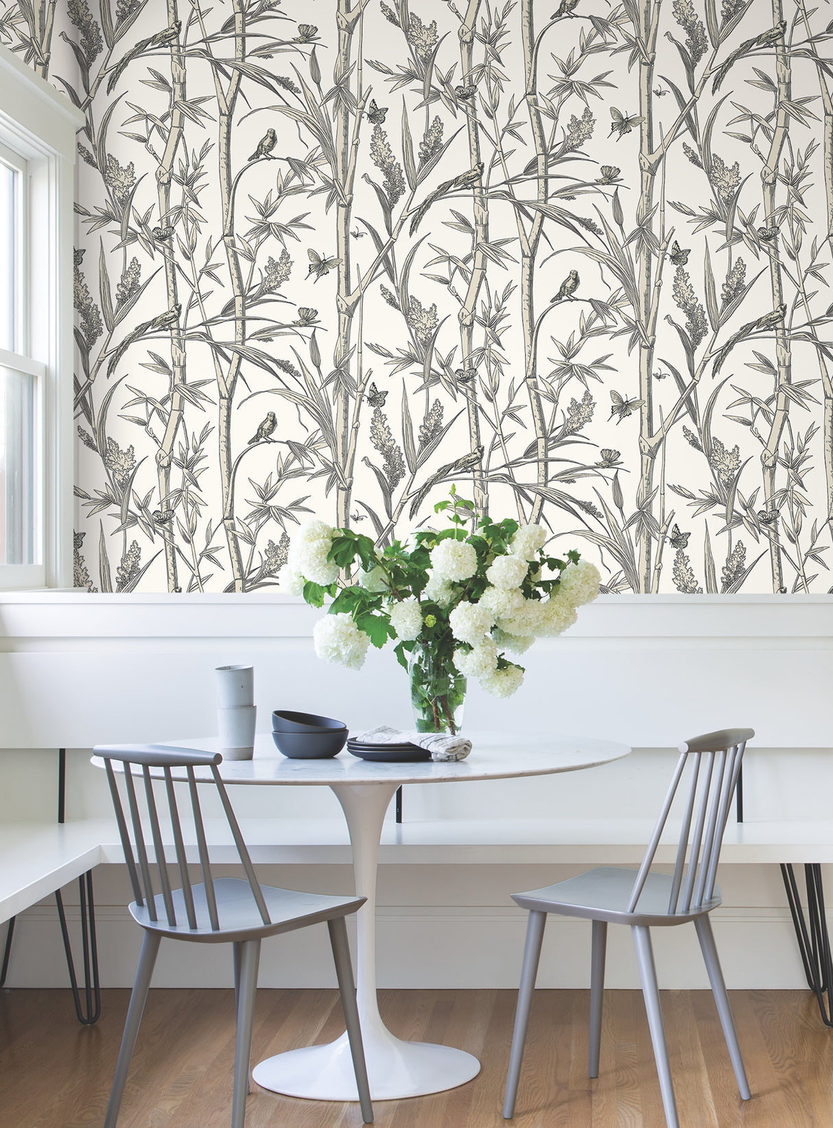 York RT7836 Bambou Toile White Wallpaper