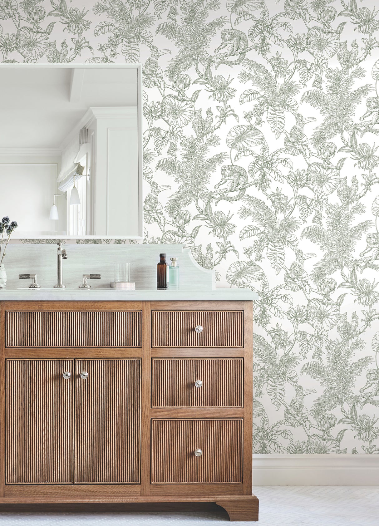 York RT7842 Tropical Sketch Toile Forest Wallpaper
