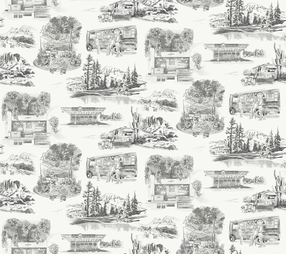 York RT7861 Modern Vista Toile Black Wallpaper