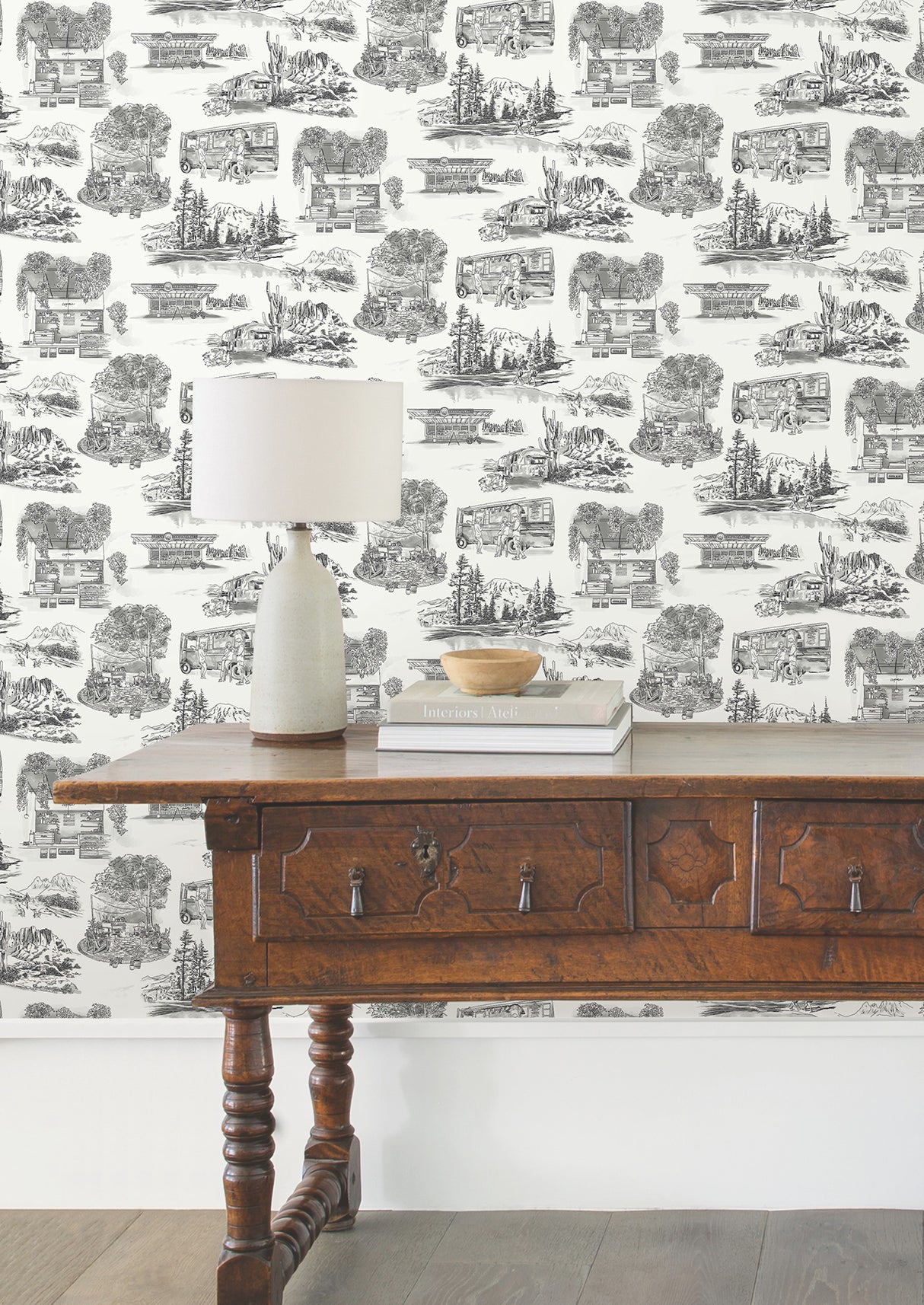 York RT7861 Modern Vista Toile Black Wallpaper