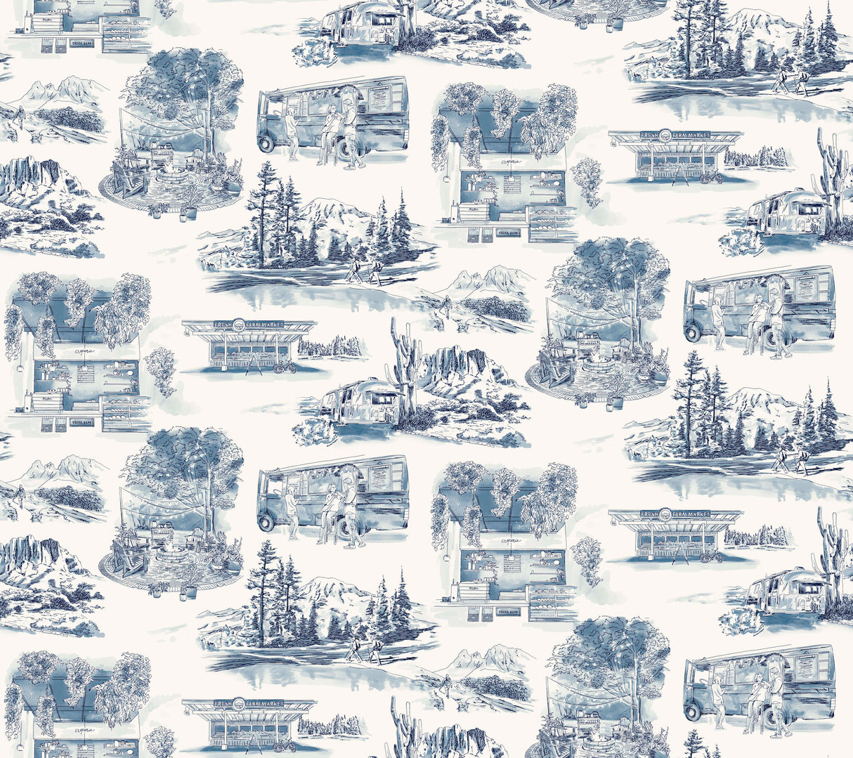 York RT7862 Modern Vista Toile Navy Wallpaper