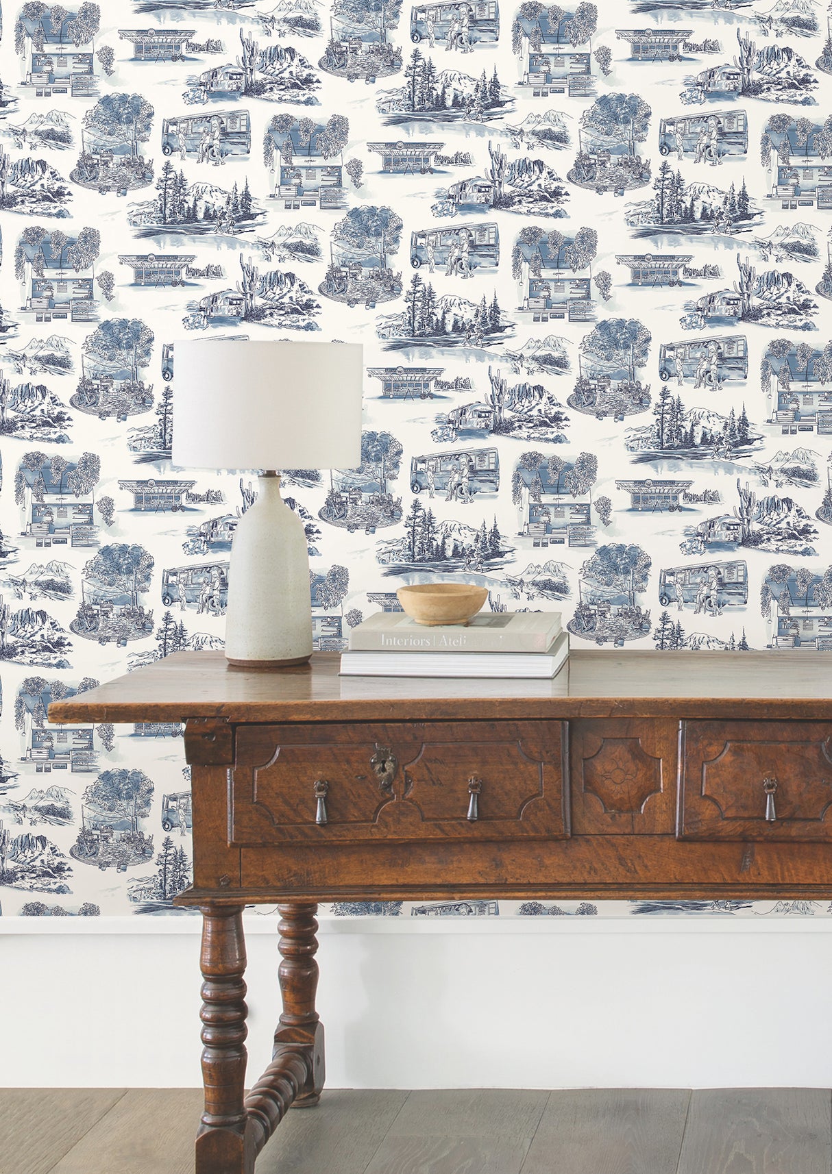 York RT7862 Modern Vista Toile Navy Wallpaper