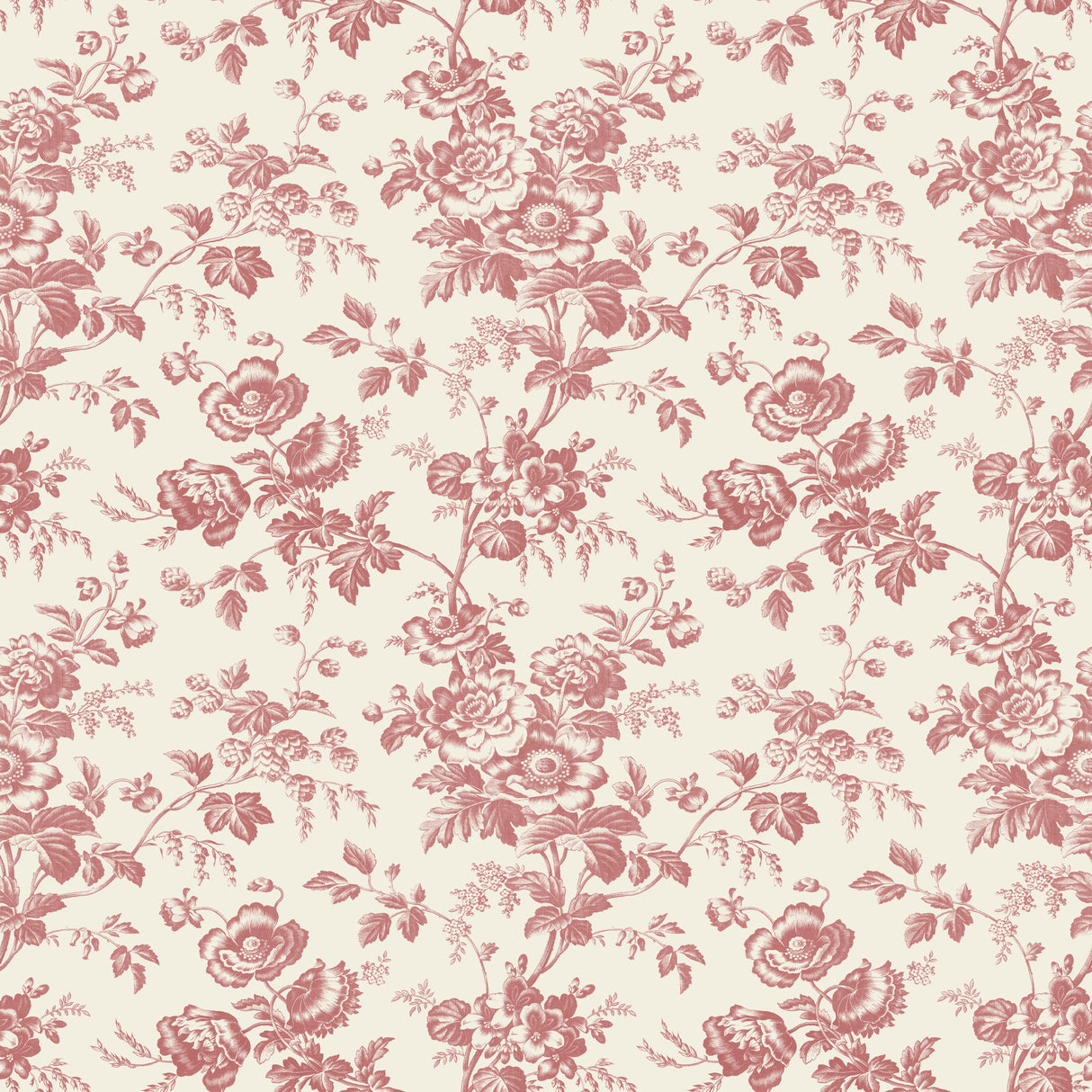 York RT7871 Anemone Toile French Red Wallpaper