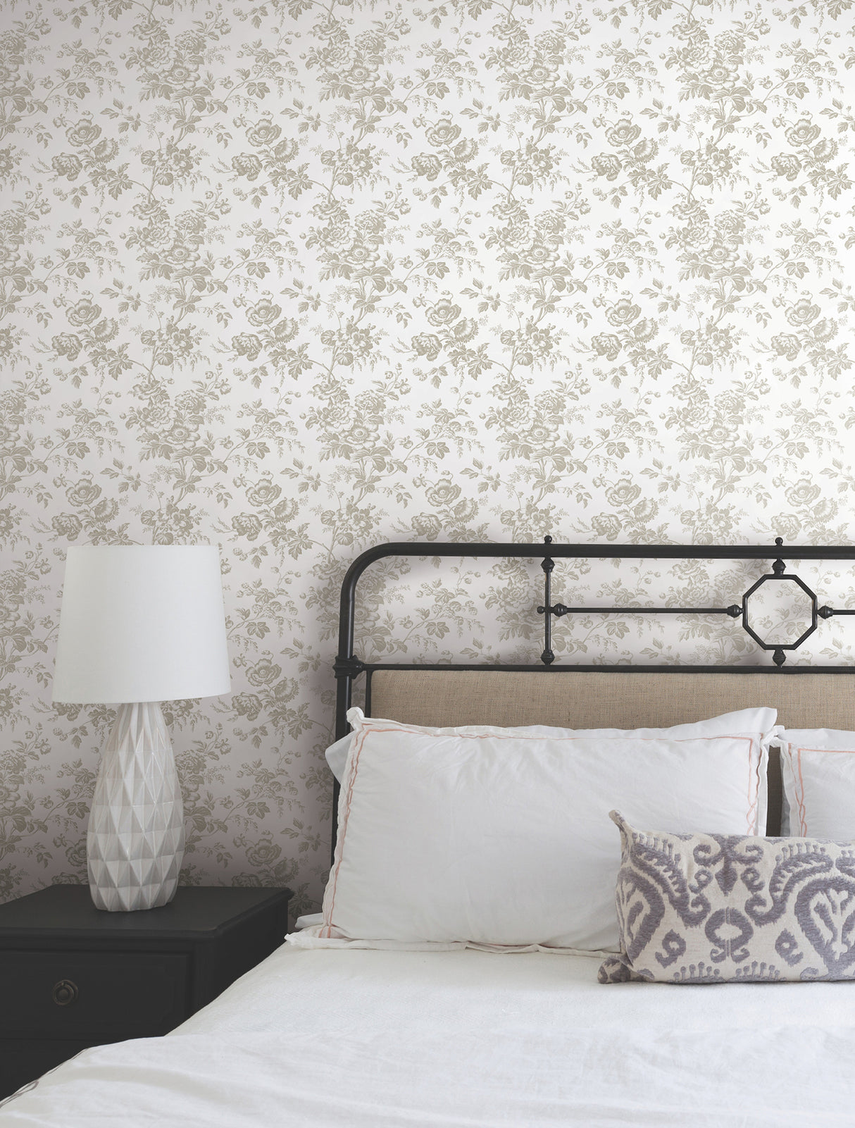 York RT7872 Anemone Toile Taupe Wallpaper