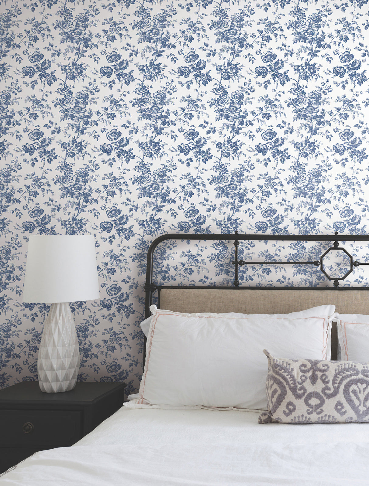 York RT7873 Anemone Toile Navy Wallpaper