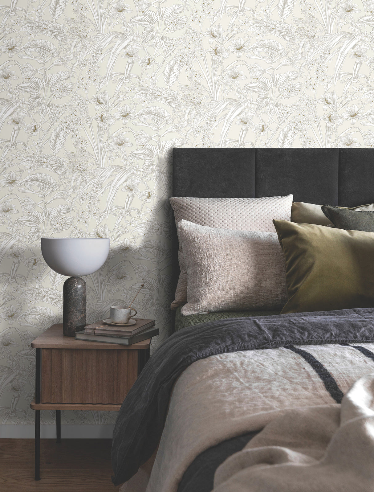 York RT7883 Orchid Conservatory Toile Beige & Taupe Wallpaper