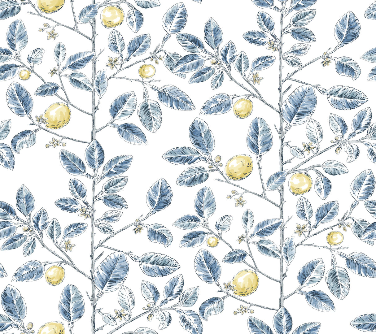 York RT7913 Limoncello Toile Blue Wallpaper