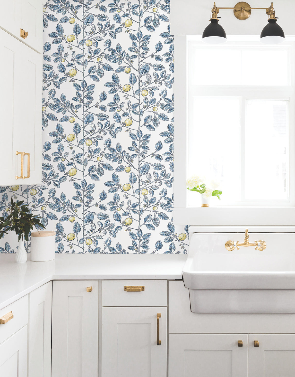 York RT7913 Limoncello Toile Blue Wallpaper
