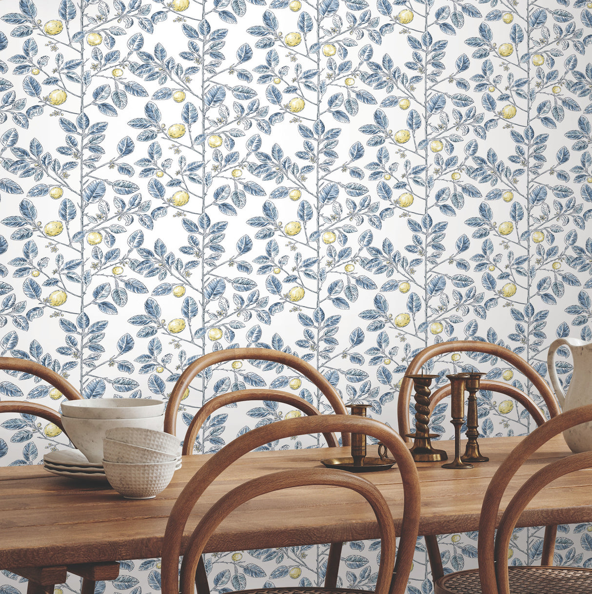 York RT7913 Limoncello Toile Blue Wallpaper