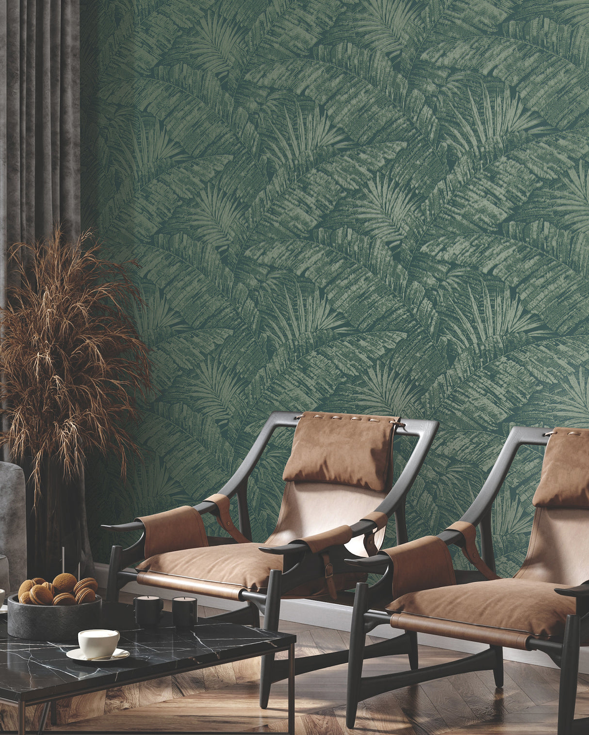 York RT7924 Palm Cove Toile Emerald Forest Wallpaper