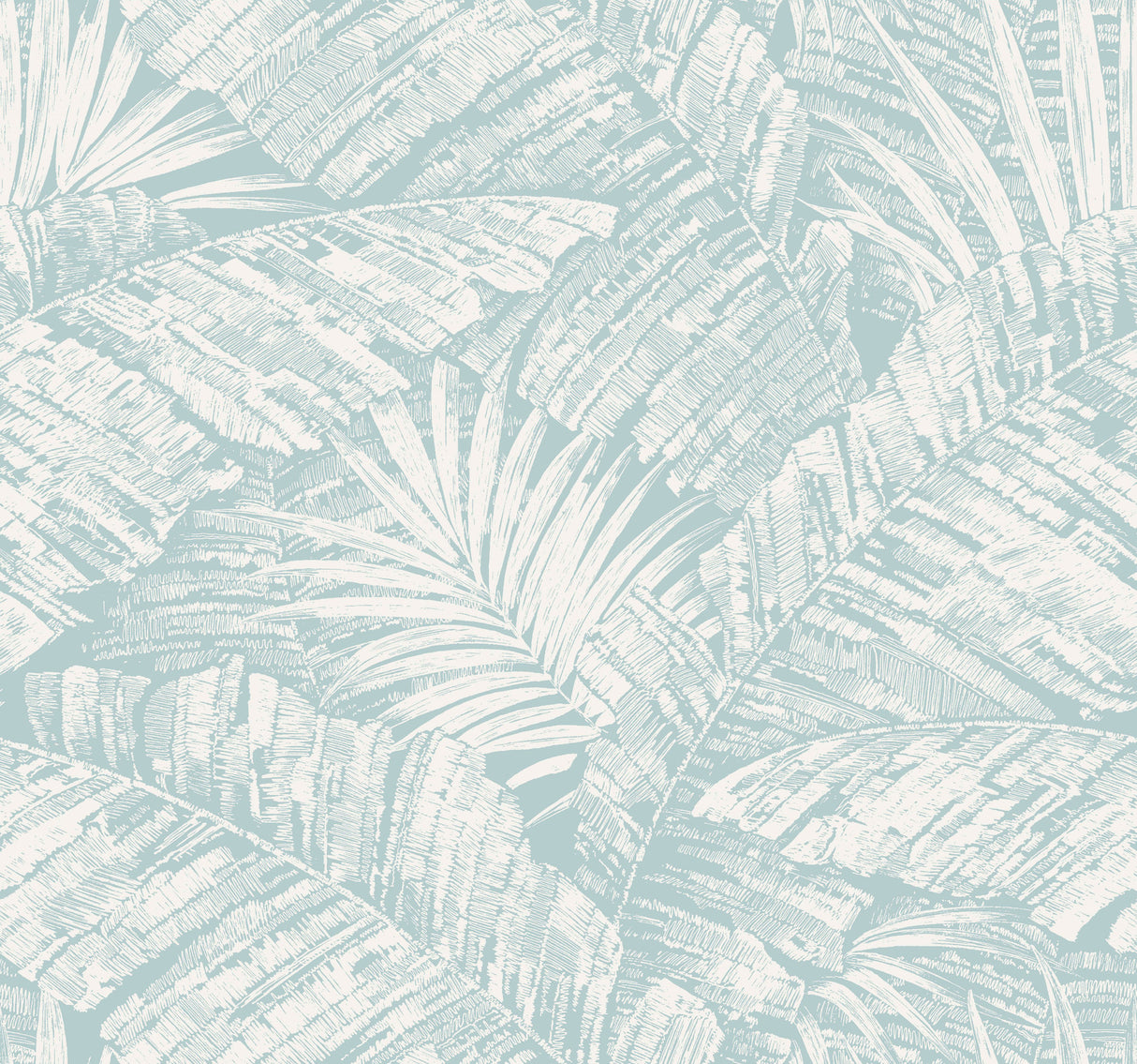 York RT7925 Palm Cove Toile White & Blue Wallpaper