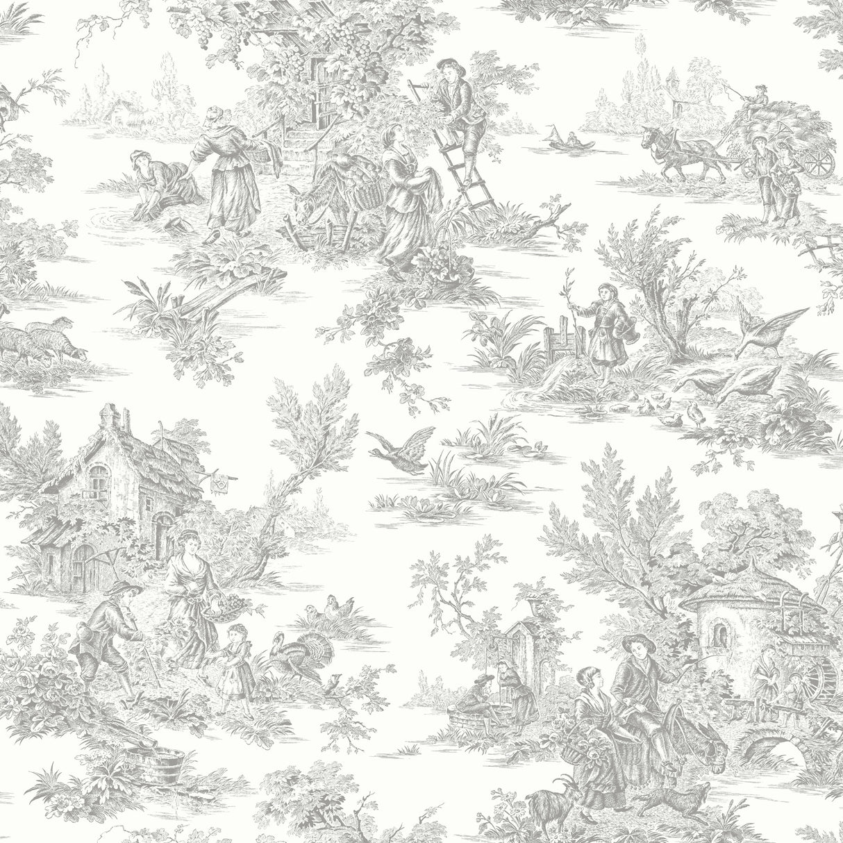 York RT7940 Campagne Toile Grey Wallpaper